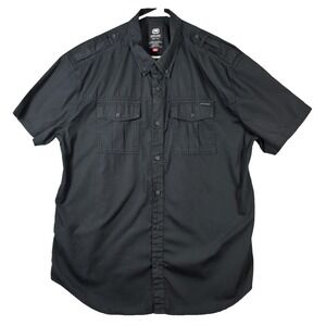 Ecko Unltd Mens Utility Shirt w/Epaulets Black Short Sleeve Button-up Size 2XL
